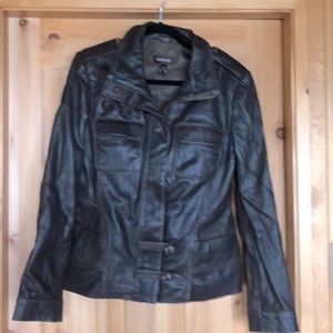 Danier dark brown leather jacket